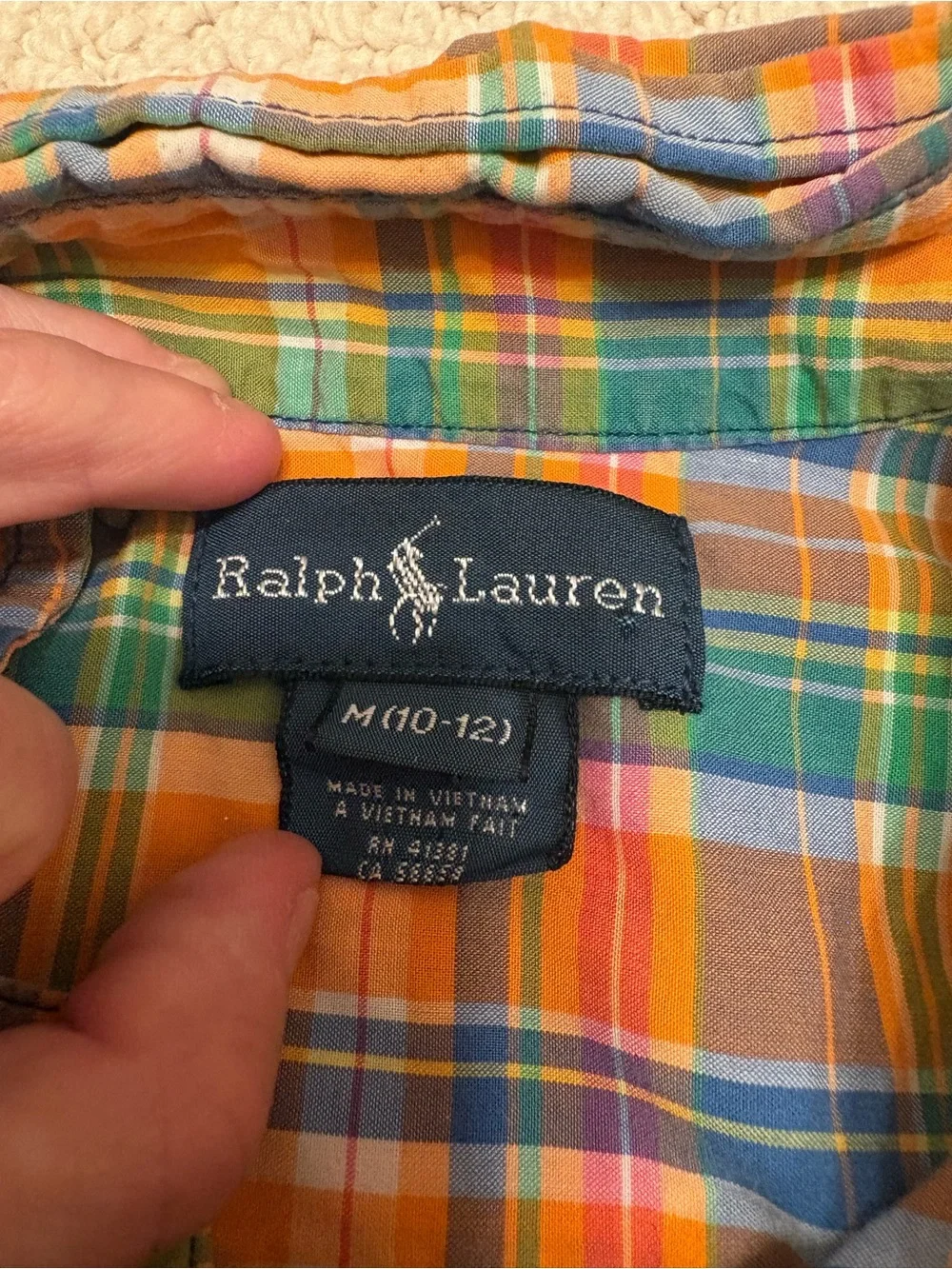 Ralph Lauren Orange, Green & Blue Plaid Button-Down Shirt for Kids